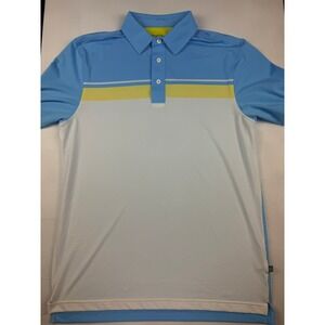 Straight Down Polo Shirt Medium Blue White TPC Snoqualmie Ridge Golf